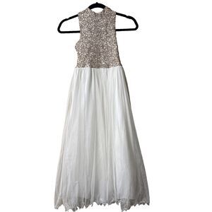 SpeechlessGirls Size 8 Sleeveless Dress - Flowy Sequin Sparkly Party Wedding EUC